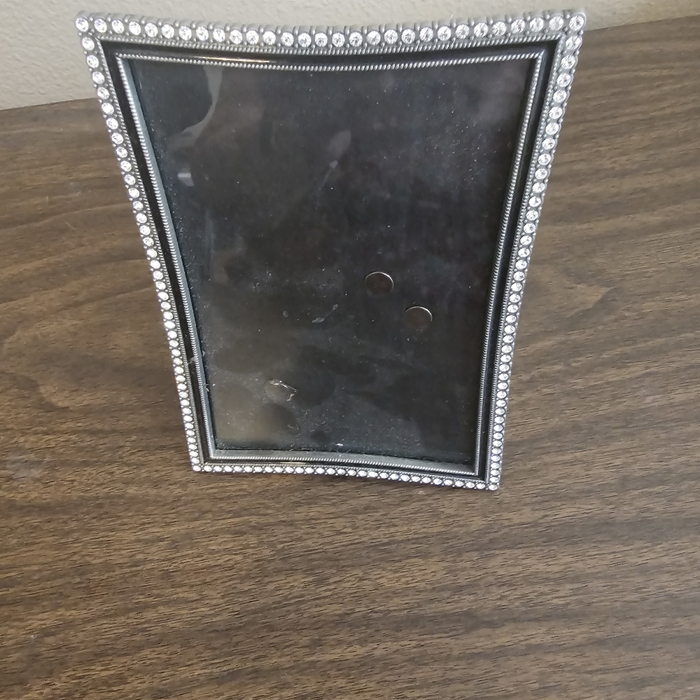 Silver Rhinestone & Black Enamel Photo Frame